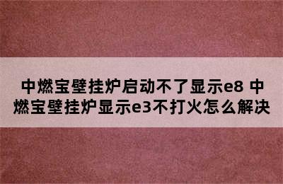 中燃宝壁挂炉启动不了显示e8 中燃宝壁挂炉显示e3不打火怎么解决